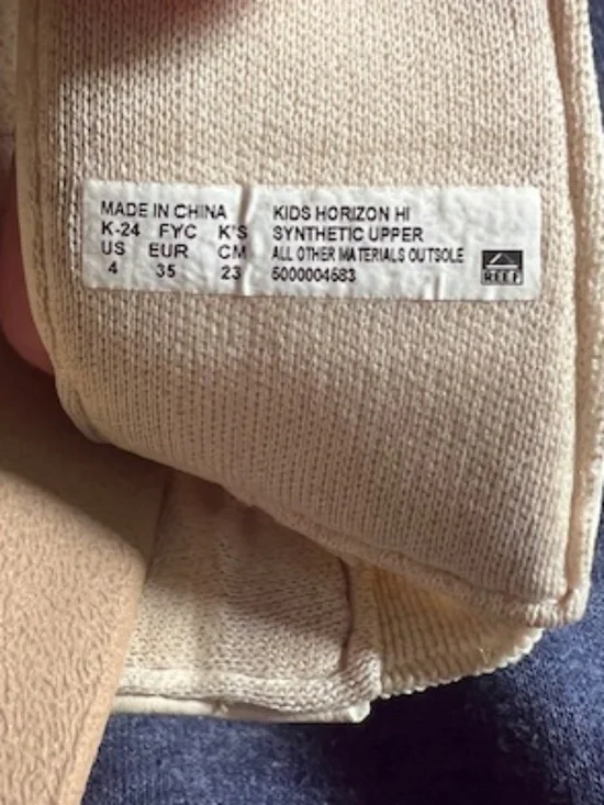 Reef Kids Banded Horizon Hi Slide Sandals size 4 cream dual padded straps - Picture 4 of 15